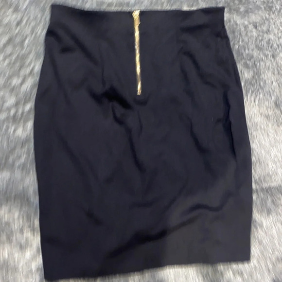 Philosophy black high waisted gold tone zipper detail midi skirt Sz 8 - Picture 4 of 10